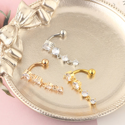 European And American New Style Golden Zircon Crystal Belly Button Ring