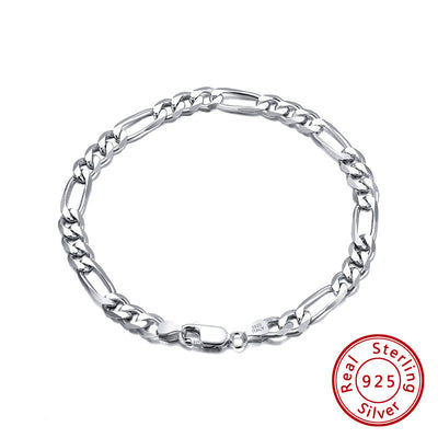 S925 Sterling Silver Bracelet 5mm33mm Figaro Chain Choker