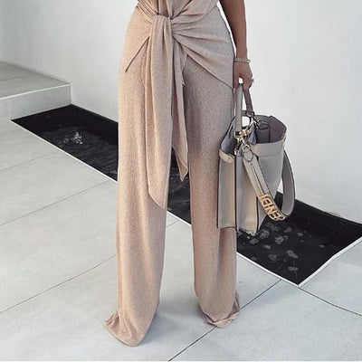 New Fashionable Knitted Pleated Lace-up Graceful And Fashionable Suit Pants