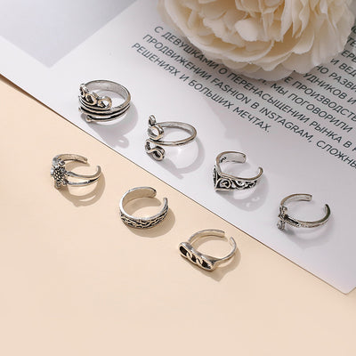 Retro Hollow-out Petals Opening Adjustable Toe Ring Women