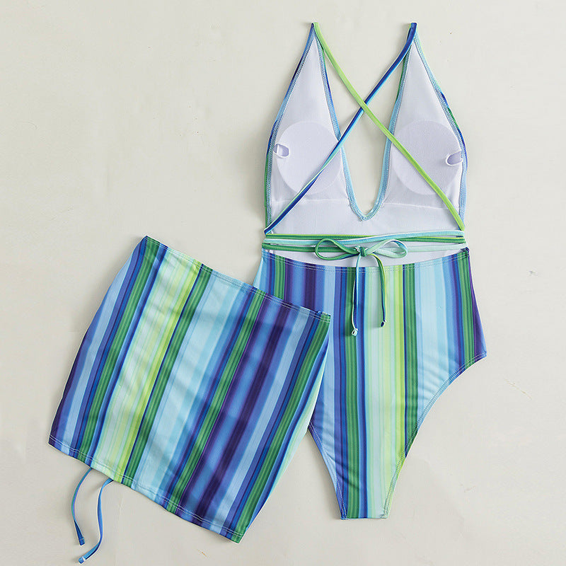 Ladies Swimwear Split Two Piece Skirt Drawstring