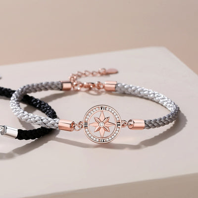 A Pair Of Eight-pointed Star Clock Dial Couple Bracelets