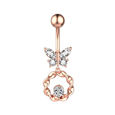New Butterfly Zircon Belly Button Ring Belly Button Piercing Jewelry