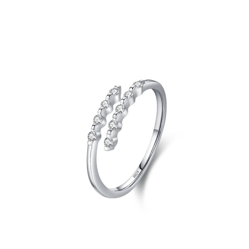 S925 Sterling Silver Geometric Ring European And American Niche Ins Design Diamond