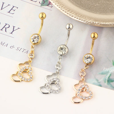 Newly Released Belly Button Ring Fashionable Three-hearted Sexy Belly Button Nail
