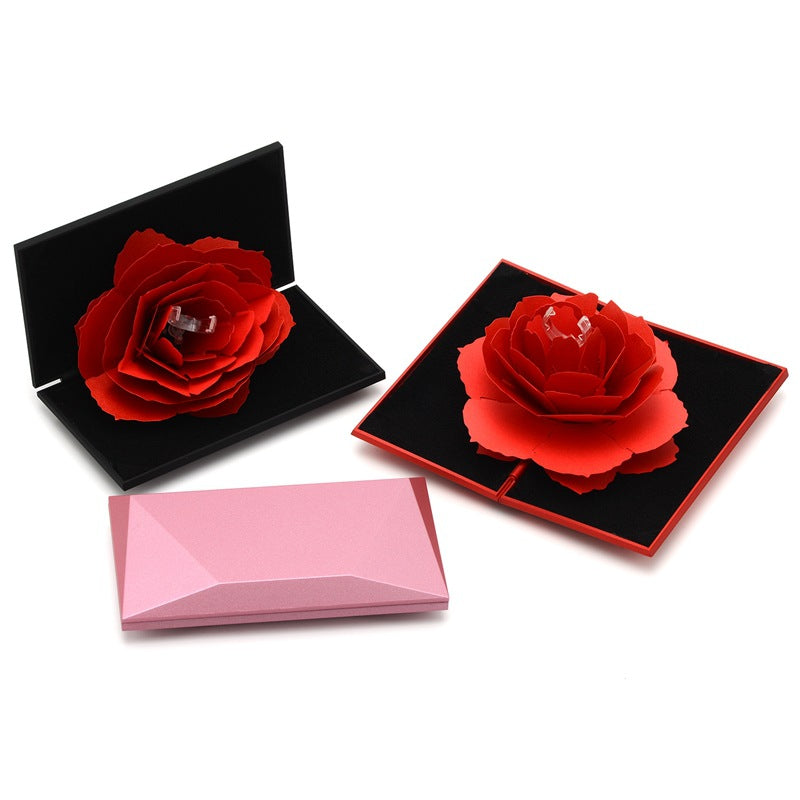 Diamond Shaped Vibrato With Rotating Rose Ring Box Valentines Day Gift