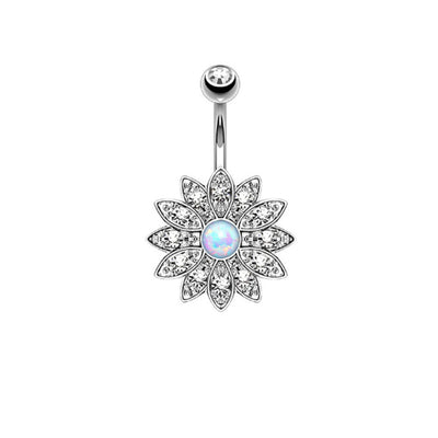 5-piece Set Of Stainless Steel Zircon Diamond-studded Belly Button Ring