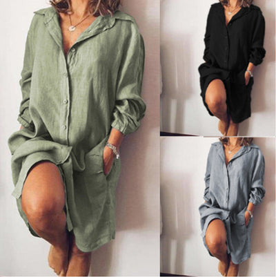 Loose Mid Length Shirts Women Dress Cover-ups Tunics For Mini Dress