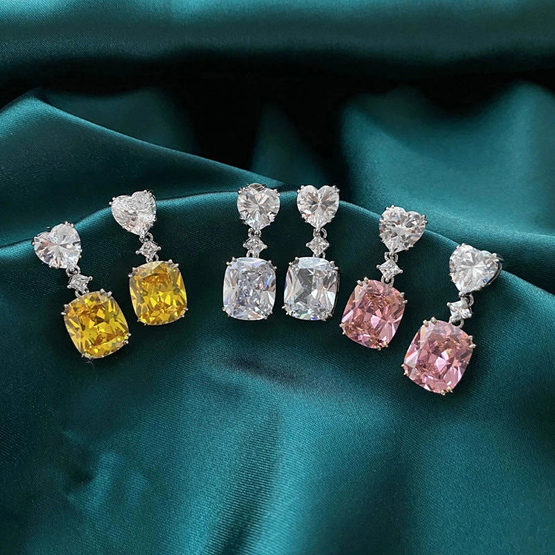 Light Luxury Style Zircon Earrings Women Fashion Colorful Earrings Jewelry