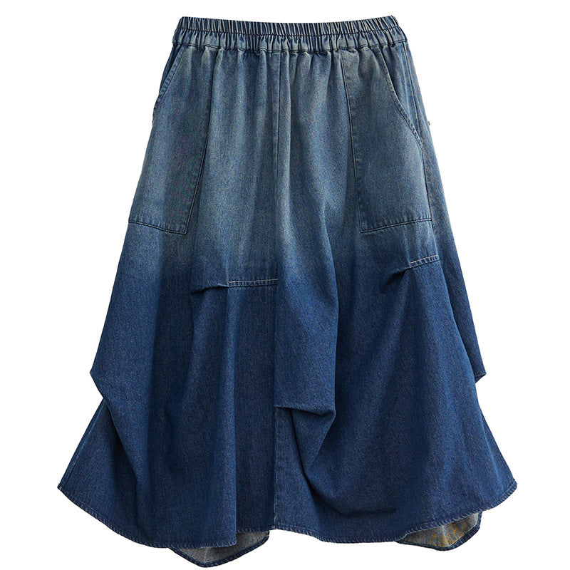 Gradient Color Denim Skirt For Women