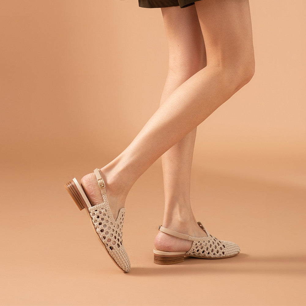 Women's French Woven Sandals Flat Toe Roman Sandals