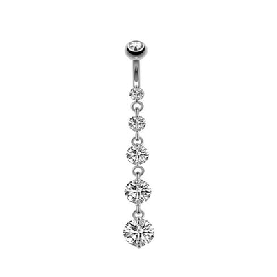 Crystal Button Ring Heart Belly Piercing