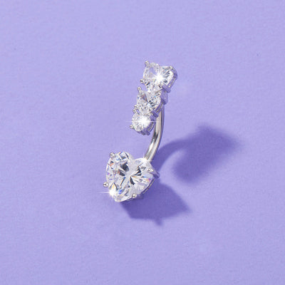 Personality Niche Creative Heart-shaped Zircon Belly Button Ring