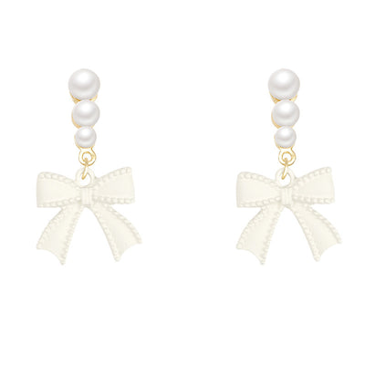 Bow Earrings Female Luxury Pearl