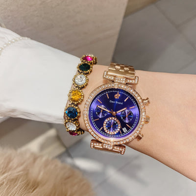 Women Waterproof Diamond Watch With Calendar