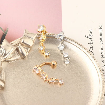 European And American New Style Golden Zircon Crystal Belly Button Ring