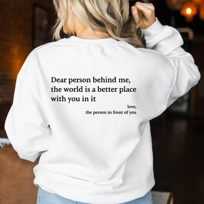 Women's Fleece-lined Crew Neck Sweater Plain Slogan Printing Simple And Comfortable Solid Color