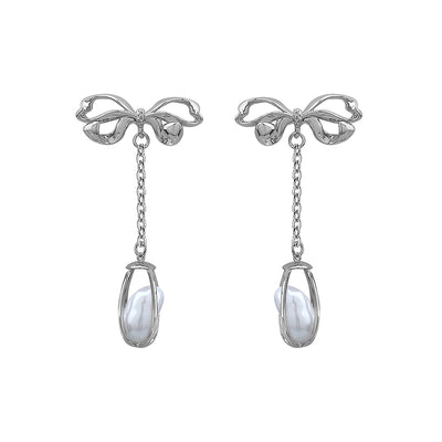 Trendy Light Luxury Bow Pearl Earrings