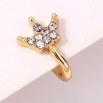 Golden Diamond Nose Ring Mini Cute Crown Fake Nose Ring