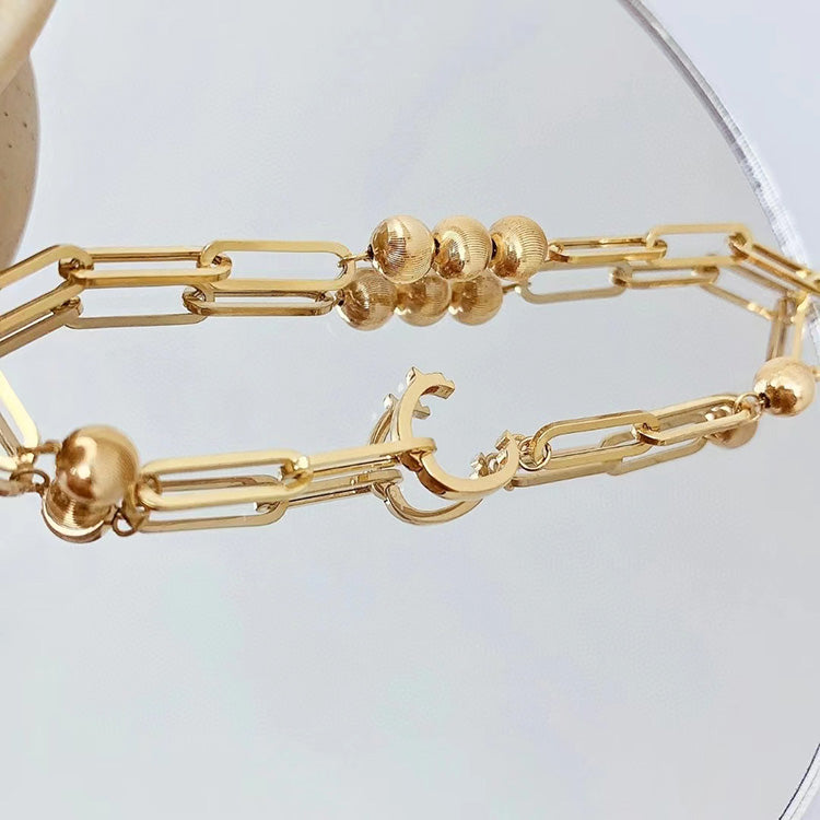 18K Gold Cat Eyeball Checker Handmade Thick Bracelet